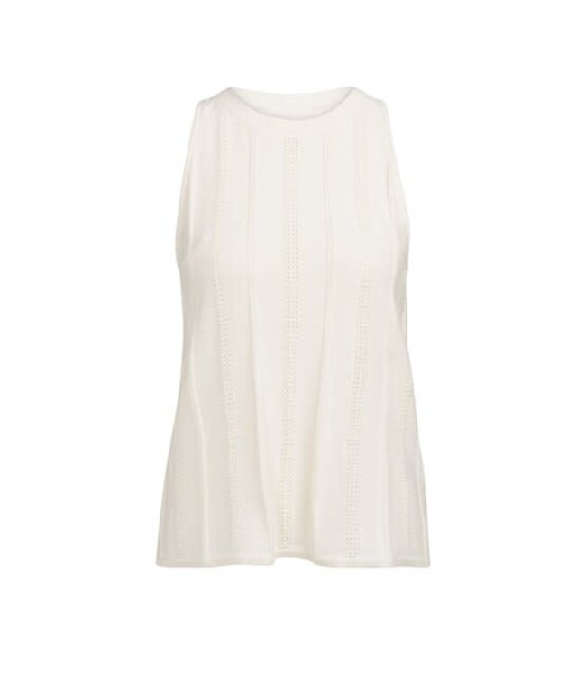 YAYA Sleeveless knitted top with textured pattern - MILK BEIGE