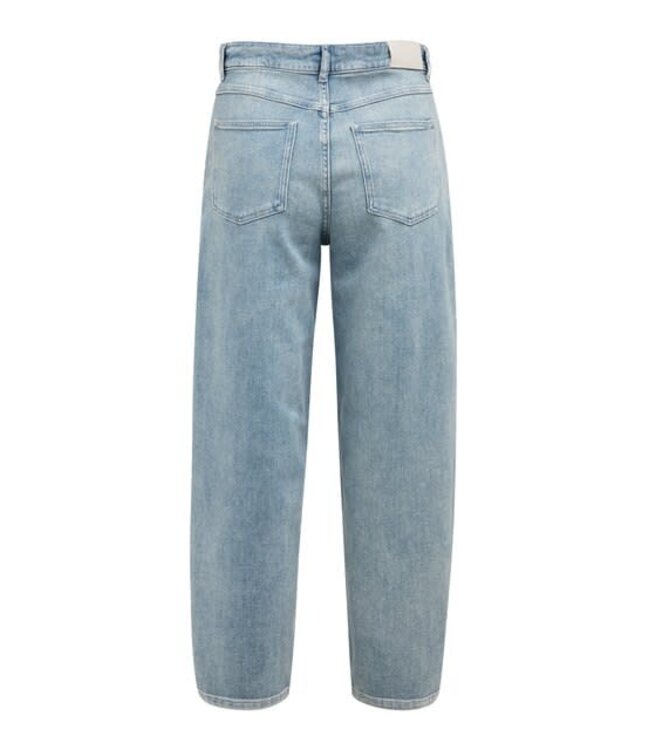 YAYA Denim trousers with loose fit - MID BLUE DENIM