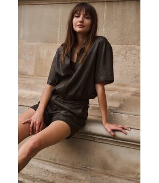 YAYA Blouse jacket with coated finish - DELICIOSO BROWN