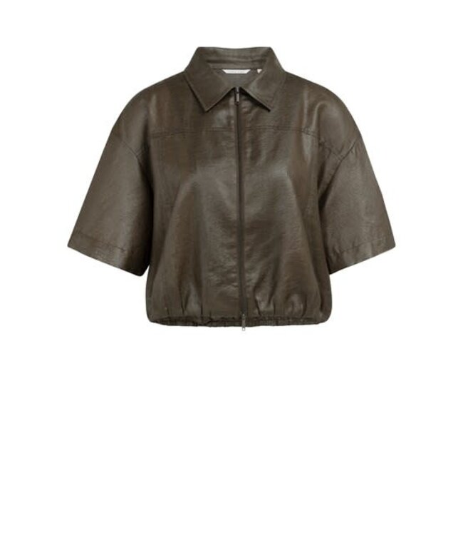 YAYA Blouse jacket with coated finish - DELICIOSO BROWN