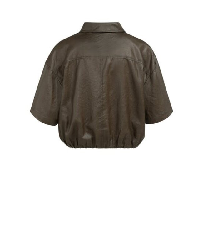 YAYA Blouse jacket with coated finish - DELICIOSO BROWN