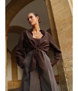 YAYA Knotted blouse with matching sleeveless top - DELICIOSO BROWN