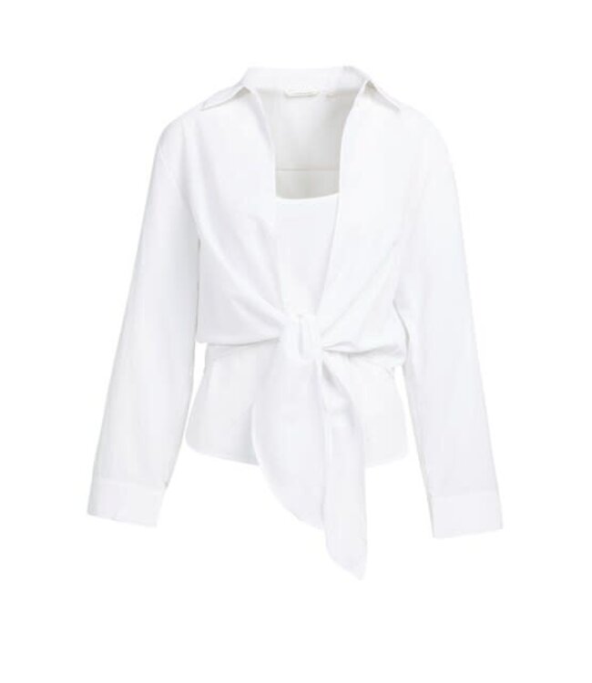 YAYA Knotted blouse with matching sleeveless top - PURE WHITE