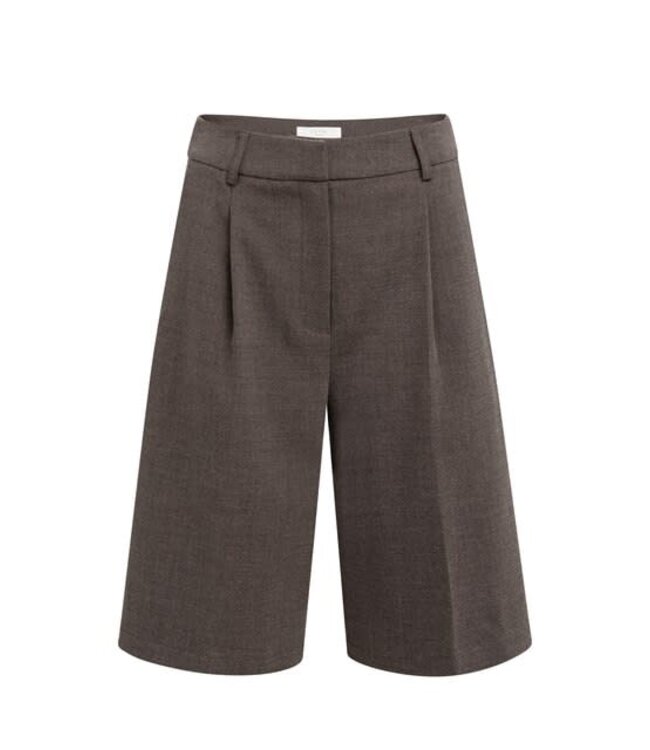 YAYA Bermuda shorts with high-waist and pleats - DELICIOSO BROWN