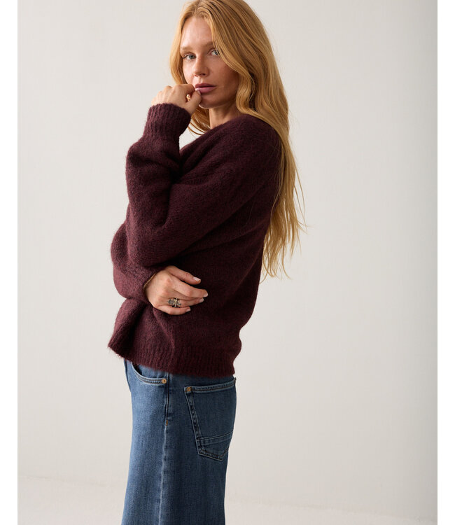 Summum Woman Puff sleeve cardigan Cozy melange knit