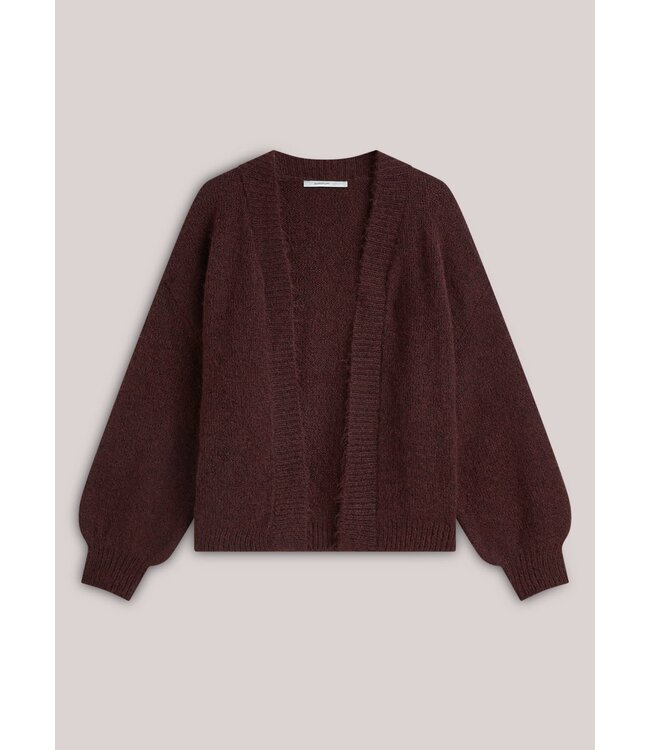 Summum Woman Puff sleeve cardigan Cozy melange knit