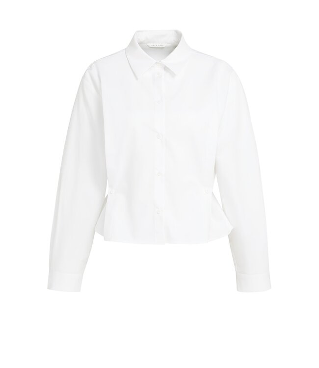 YAYA Poplin blouse with button detail - PURE WHITE
