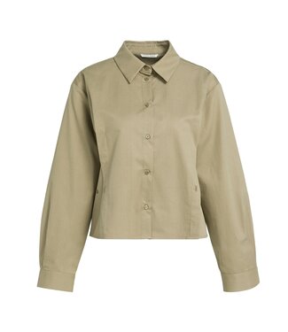 YAYA Poplin blouse with button detail - ELMWOOD GREEN