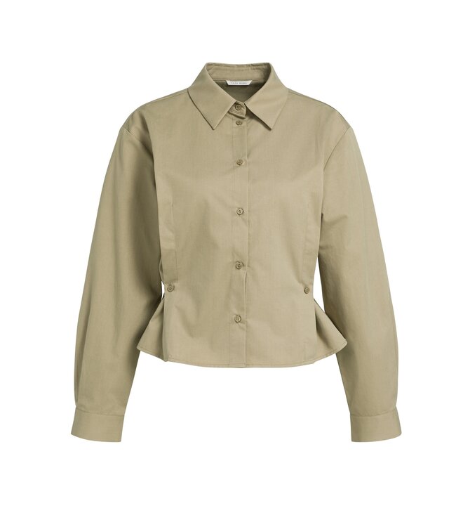 YAYA Poplin blouse with button detail - ELMWOOD GREEN