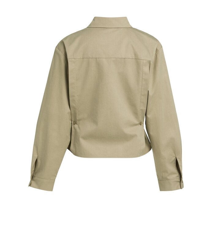YAYA Poplin blouse with button detail - ELMWOOD GREEN