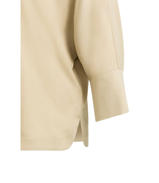 YAYA Soft blouse with polo collar - OLIVE GRAY GREEN