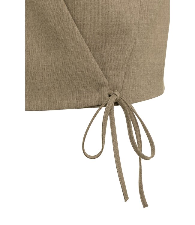 YAYA Woven gilet with wrap effect - TEAK BROWN