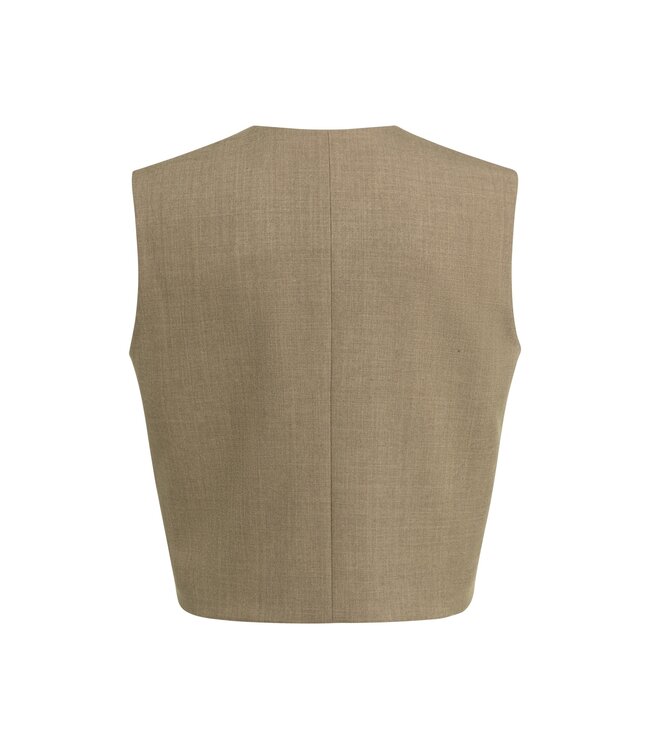 YAYA Woven gilet with wrap effect - TEAK BROWN