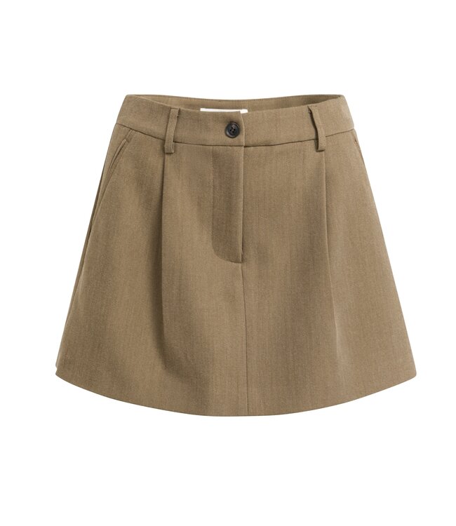 YAYA Woven mini skort with pleaths - TEAK BROWN