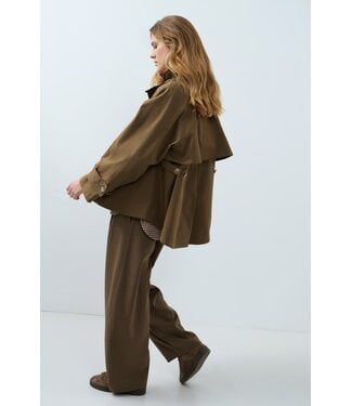 YAYA Woven Aline trenchcoat jacket - TEAK BROWN