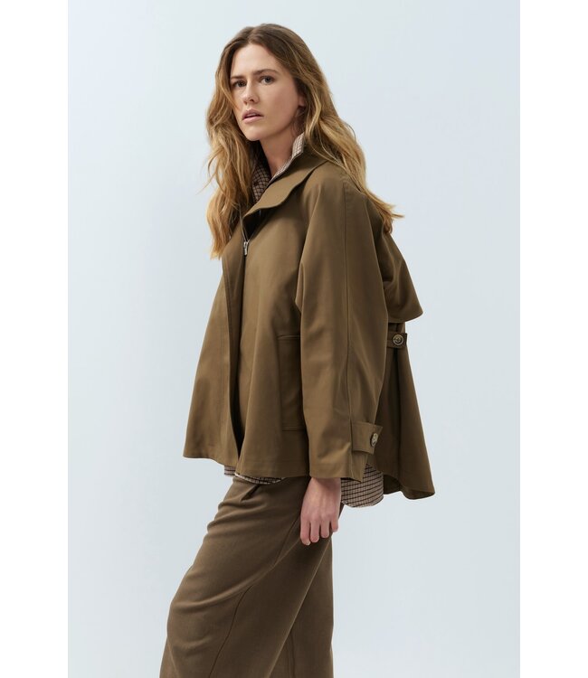 YAYA Woven Aline trenchcoat jacket - TEAK BROWN