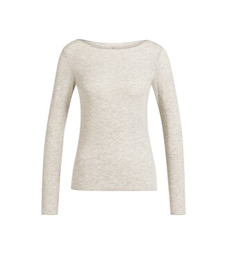 YAYA Long sleeve top with round neck - PURE CASHMERE GREY MELANGE
