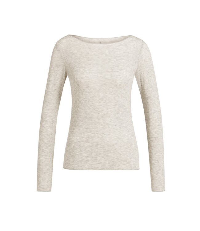 YAYA Long sleeve top with round neck - PURE CASHMERE GREY MELANGE