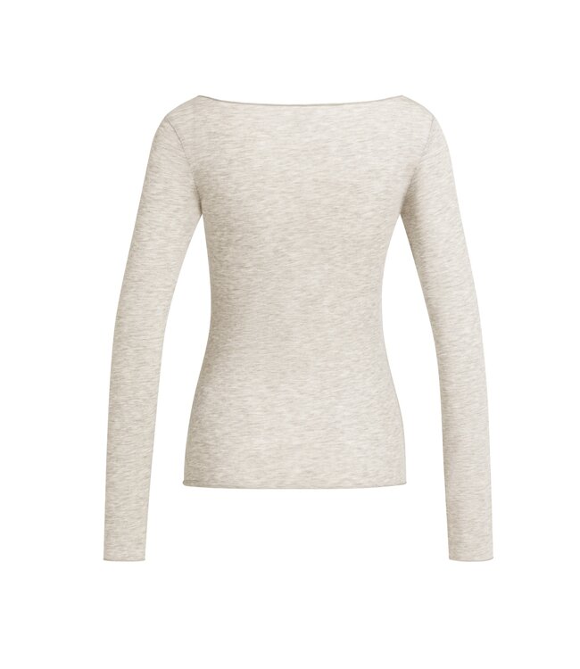 YAYA Long sleeve top with round neck - PURE CASHMERE GREY MELANGE