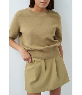 YAYA Short sleeve sweater with open back - ELMWOOD GREEN MELANGE