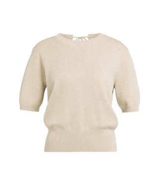 YAYA Short sleeve sweater with open back - BEIGE MELANGE