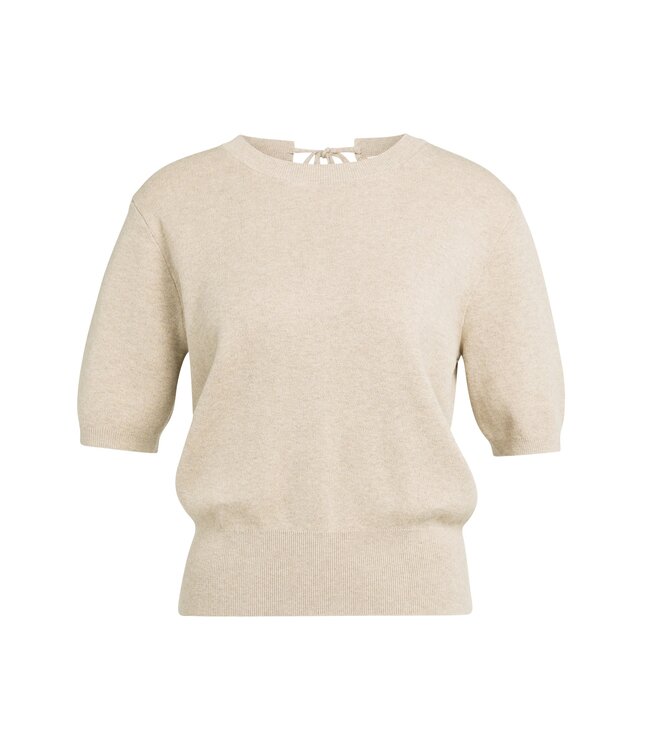 YAYA Short sleeve sweater with open back - BEIGE MELANGE