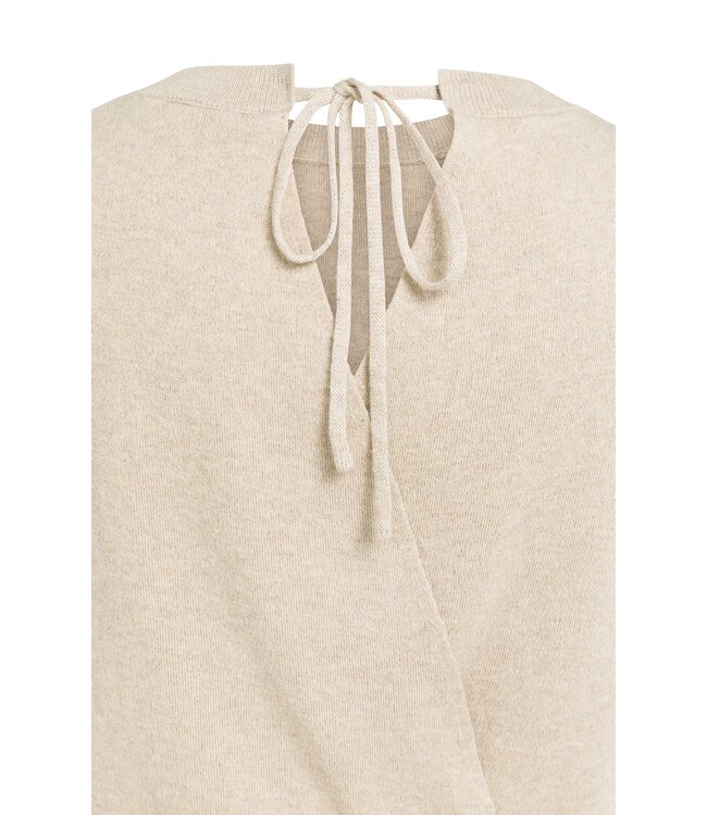 YAYA Short sleeve sweater with open back - BEIGE MELANGE