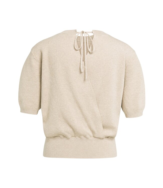 YAYA Short sleeve sweater with open back - BEIGE MELANGE