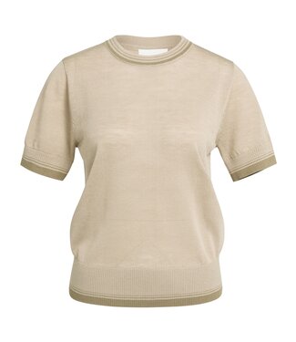 YAYA Sweater with graphic short sleeve - BEIGE MELANGE