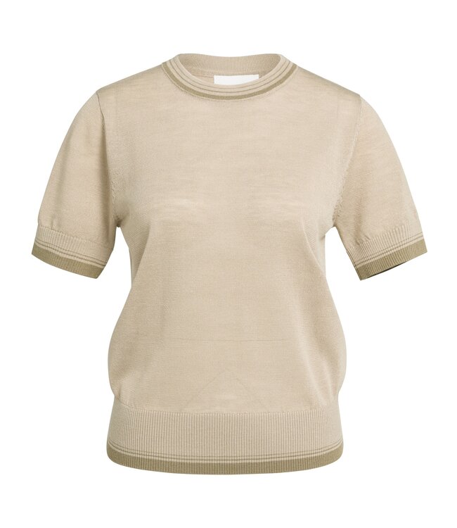 YAYA Sweater with graphic short sleeve - BEIGE MELANGE