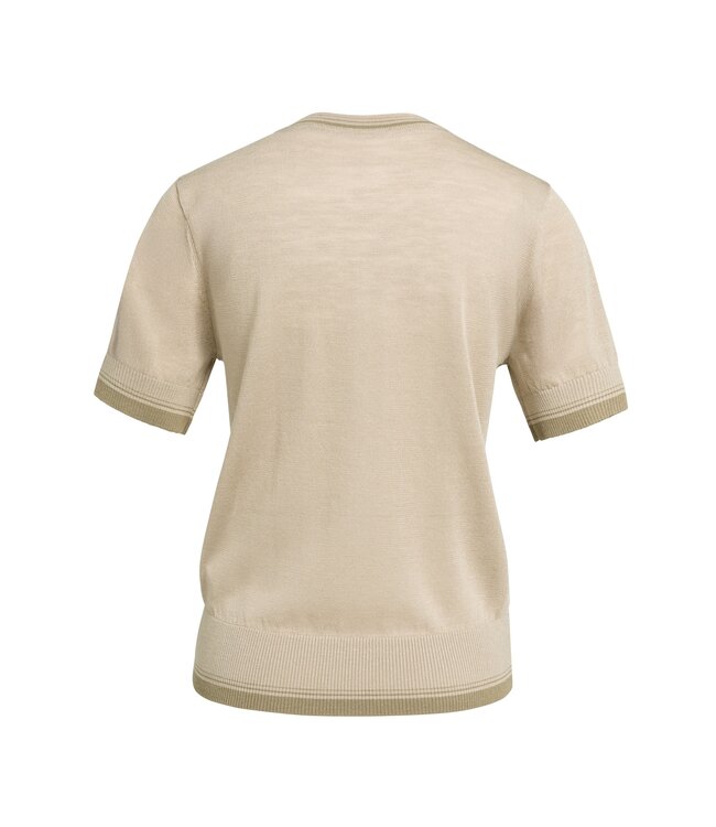 YAYA Sweater with graphic short sleeve - BEIGE MELANGE