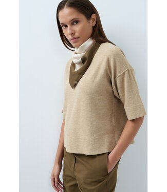 YAYA Oversized knitted t-shirt - BEIGE MELANGE