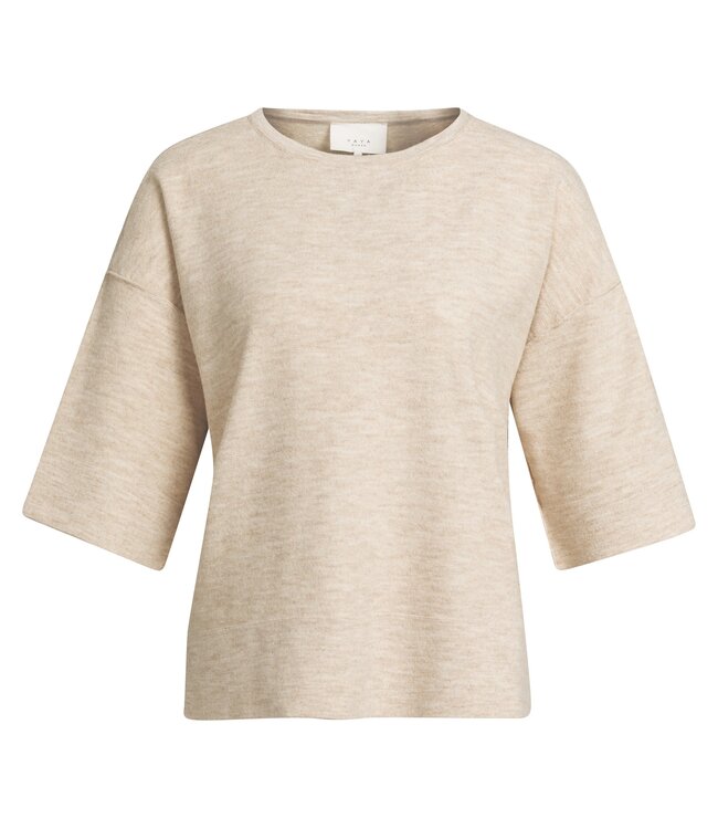 YAYA Oversized knitted t-shirt - BEIGE MELANGE