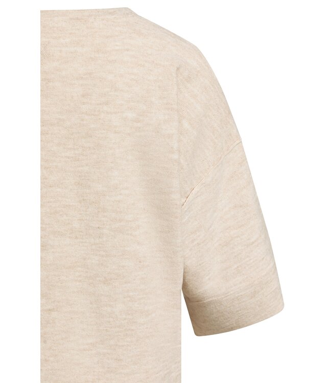 YAYA Oversized knitted t-shirt - BEIGE MELANGE