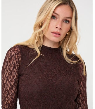 Esqualo Top l/slve lace - Cacao