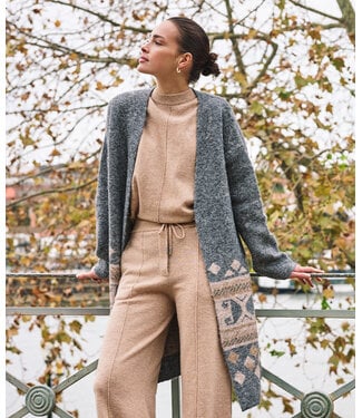 Esqualo Cardigan intarsia - Grey Melange