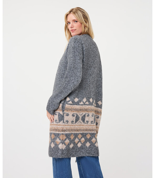 Esqualo Cardigan intarsia - Grey Melange