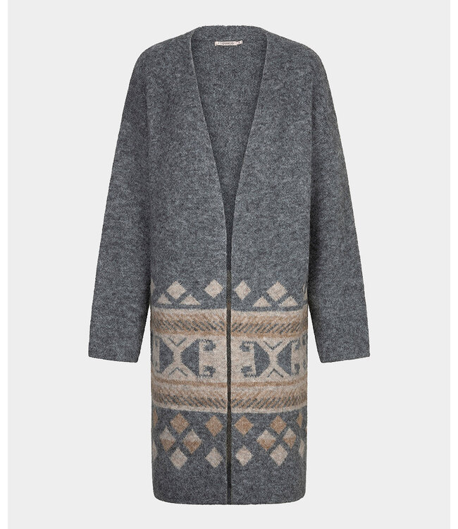 Esqualo Cardigan intarsia - Grey Melange