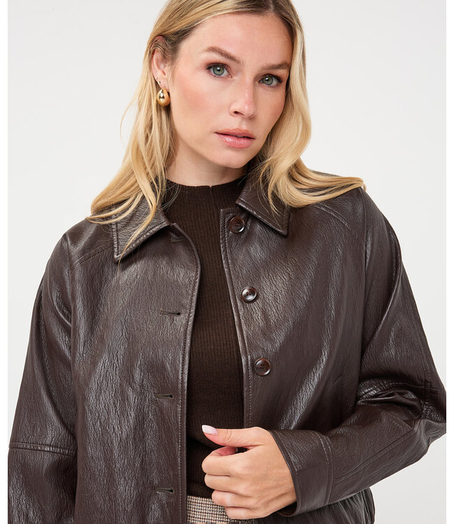 Esqualo Jacket balloon PU crinkle - Cacao