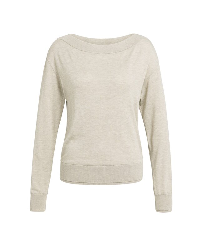 YAYA Boatneck sweater ls - PURE CASHMERE GREY MELANGE
