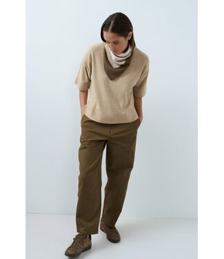 YAYA Woven loose fit straight leg trousers with seam details - TEAK BROWN YAYA Woven loose fit straight leg trousers with seam details - TEAK BROWN