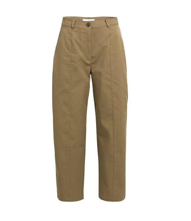 YAYA Woven loose fit straight leg trousers with seam details - TEAK BROWN