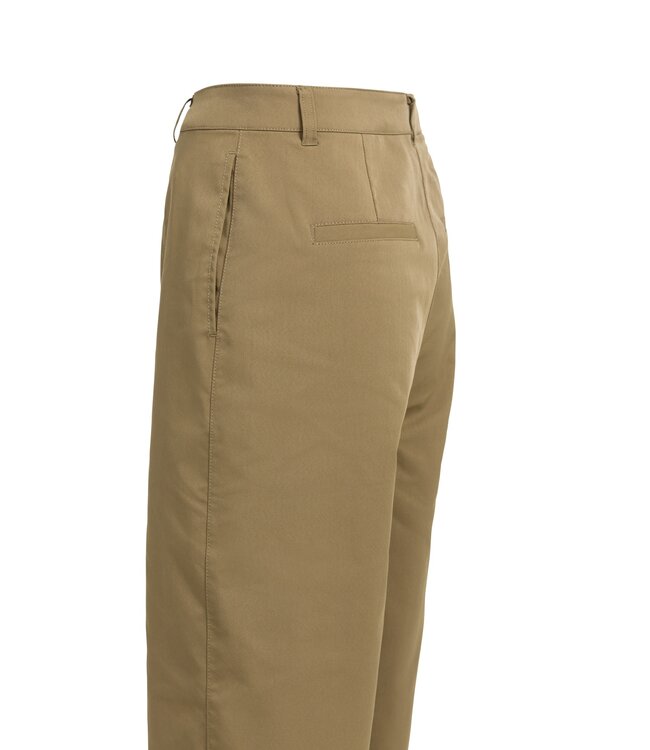 YAYA Woven loose fit straight leg trousers with seam details - TEAK BROWN