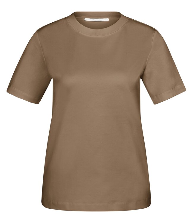YAYA Round neck t-shirt - TEAK BROWN