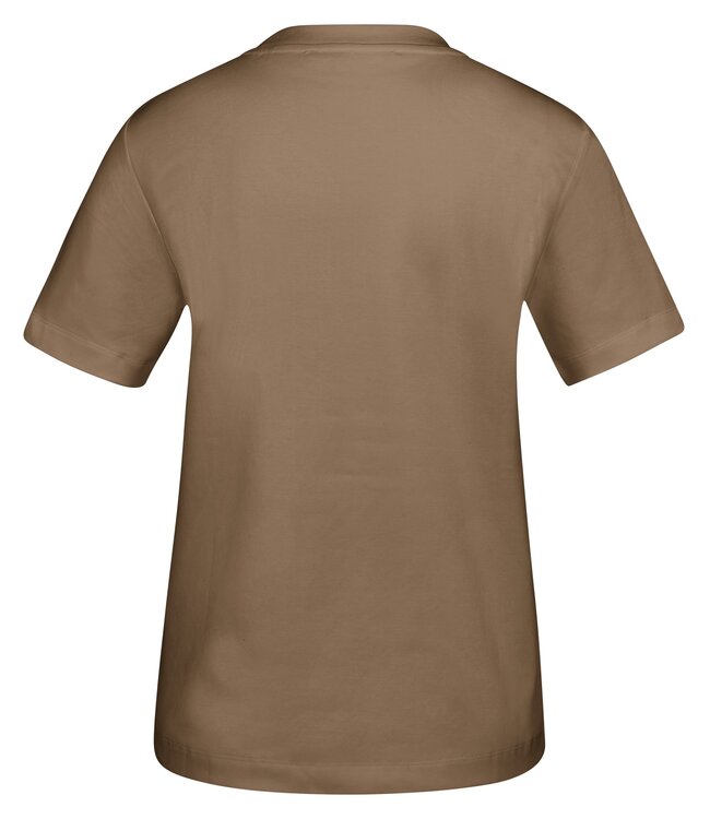 YAYA Round neck t-shirt - TEAK BROWN