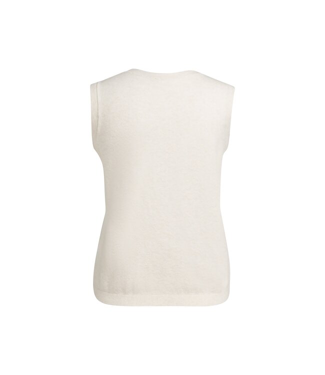 YAYA Knitted spencer with buttons - OFF WHITE MELANGE