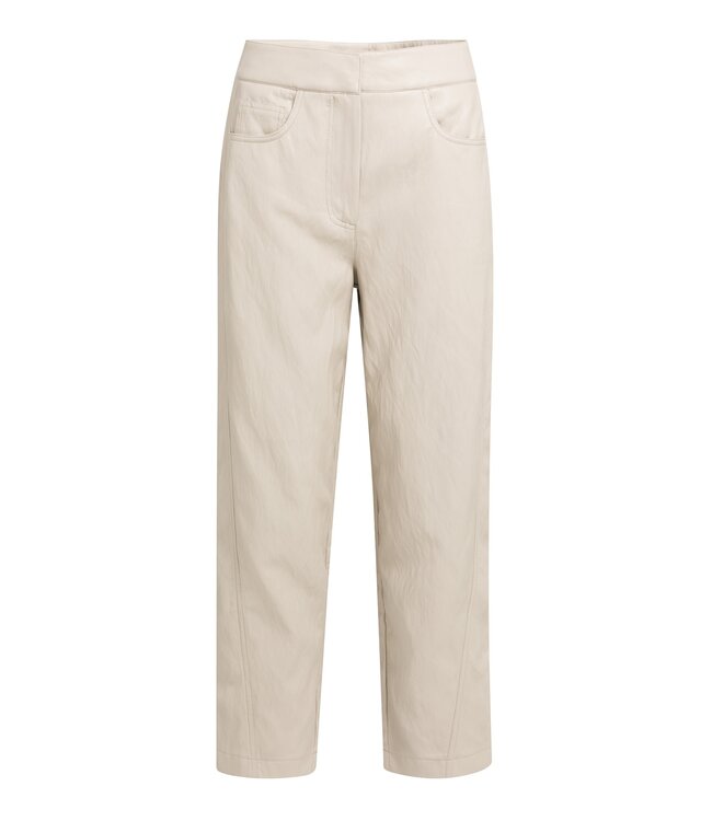 YAYA Faux leather carrot fit trousers with seam detail - PURE CASHMERE GREY