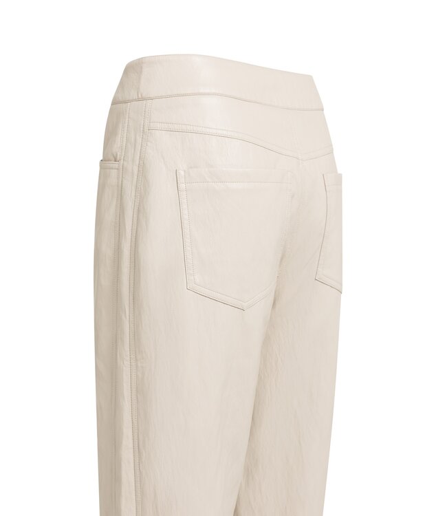 YAYA Faux leather carrot fit trousers with seam detail - PURE CASHMERE GREY