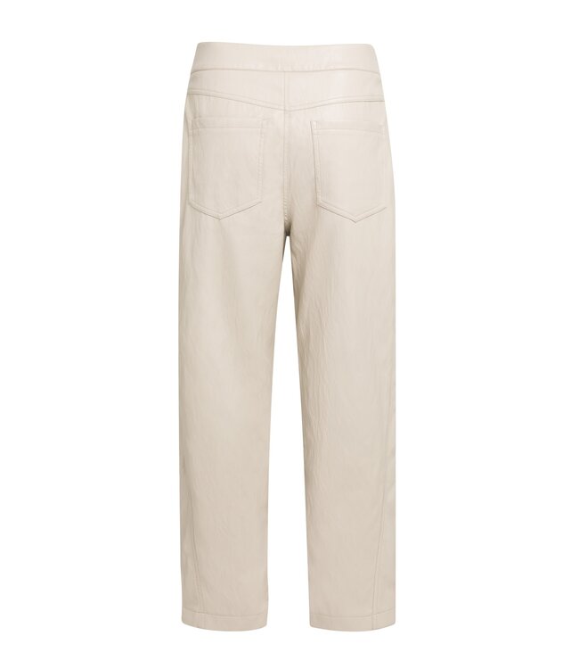 YAYA Faux leather carrot fit trousers with seam detail - PURE CASHMERE GREY