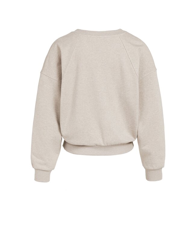 YAYA V-neck sweatshirt with woven collar - PURE CASHMERE GREY MELANGE